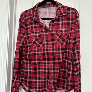 Suzy Shier Red Plaid Blouse